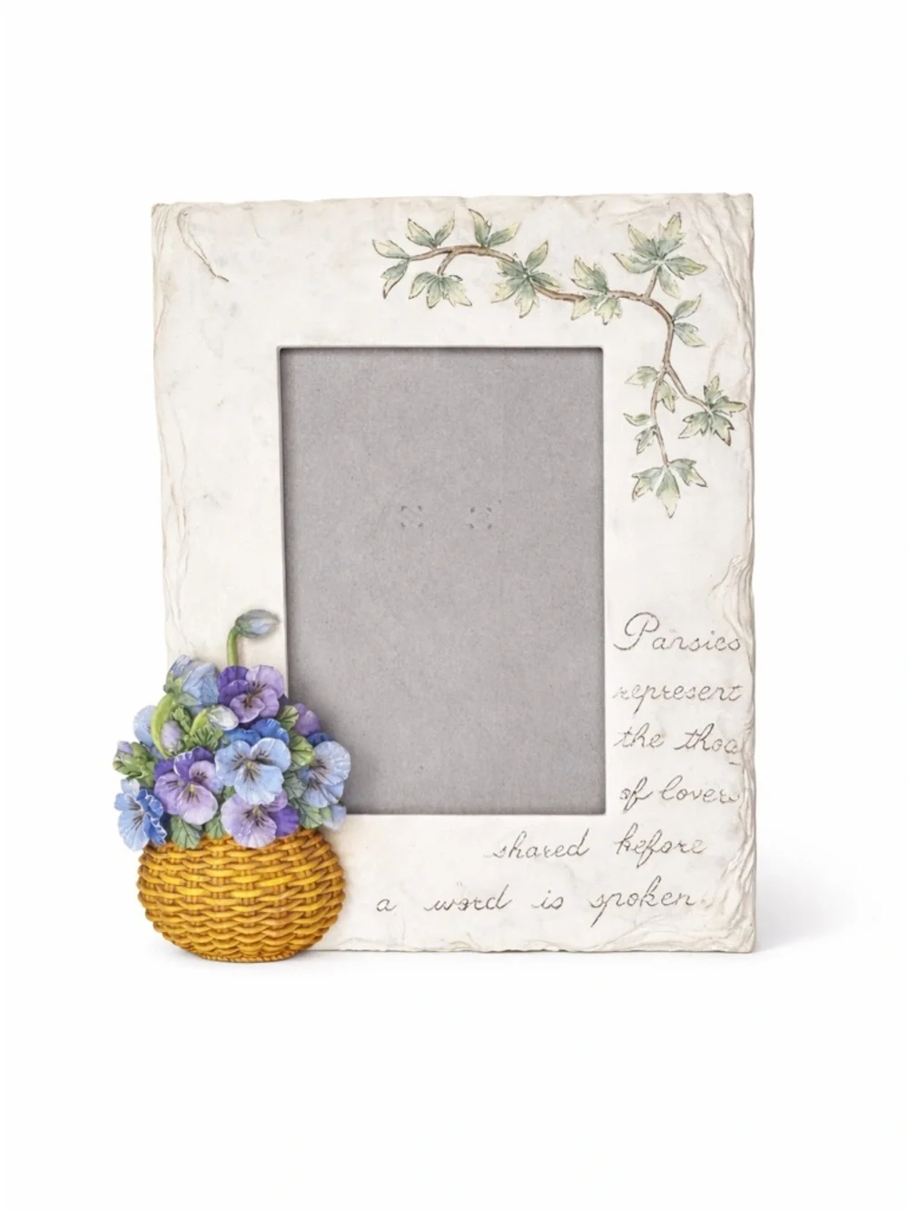 Floral Pansies Decorative Picture Frame - Cream